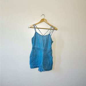 SALE! Blue LOFT Chambray Linen Blend Romper Size 0P EUC